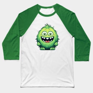 Smiling Cute Green Monster Cartoon Baseball T-Shirt